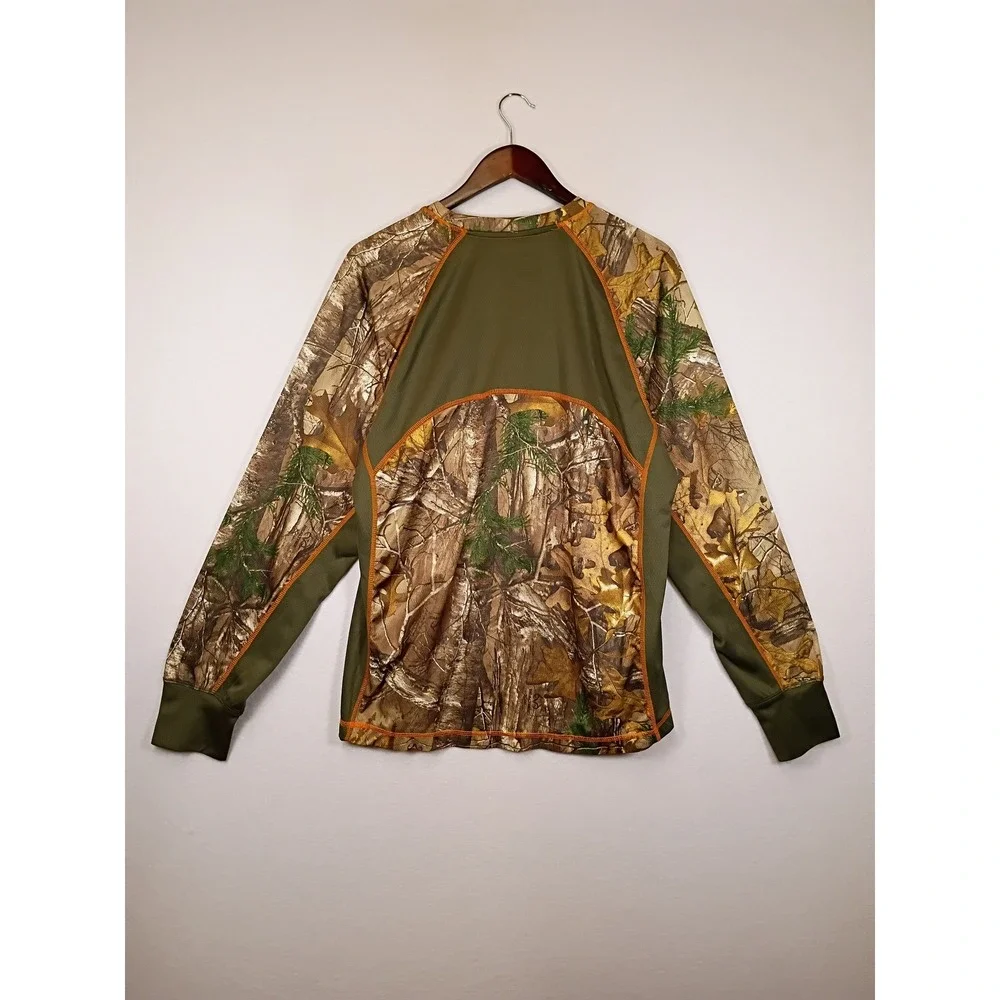 Gorpcore Woodlands Realtree Mens Large Camo Thumbhole Performance Hunting Shirt